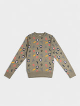 All over print crew sweater - Olive