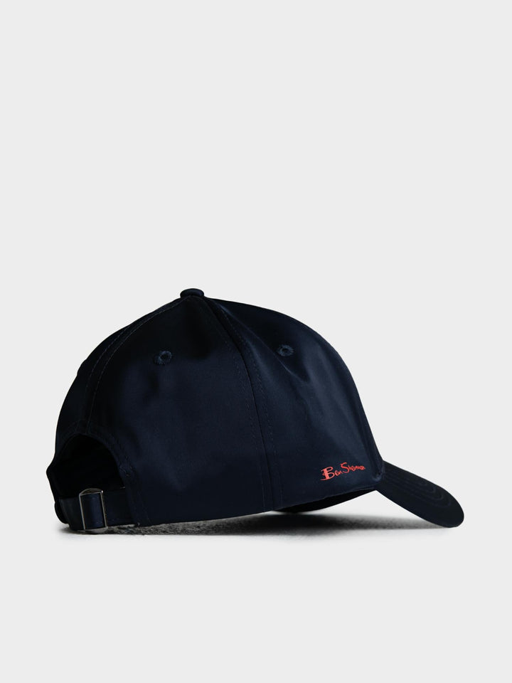 Ben Sherman B Bling Cap in Navy - back view with embroidered script logo and metal buckle on adjustable strap
