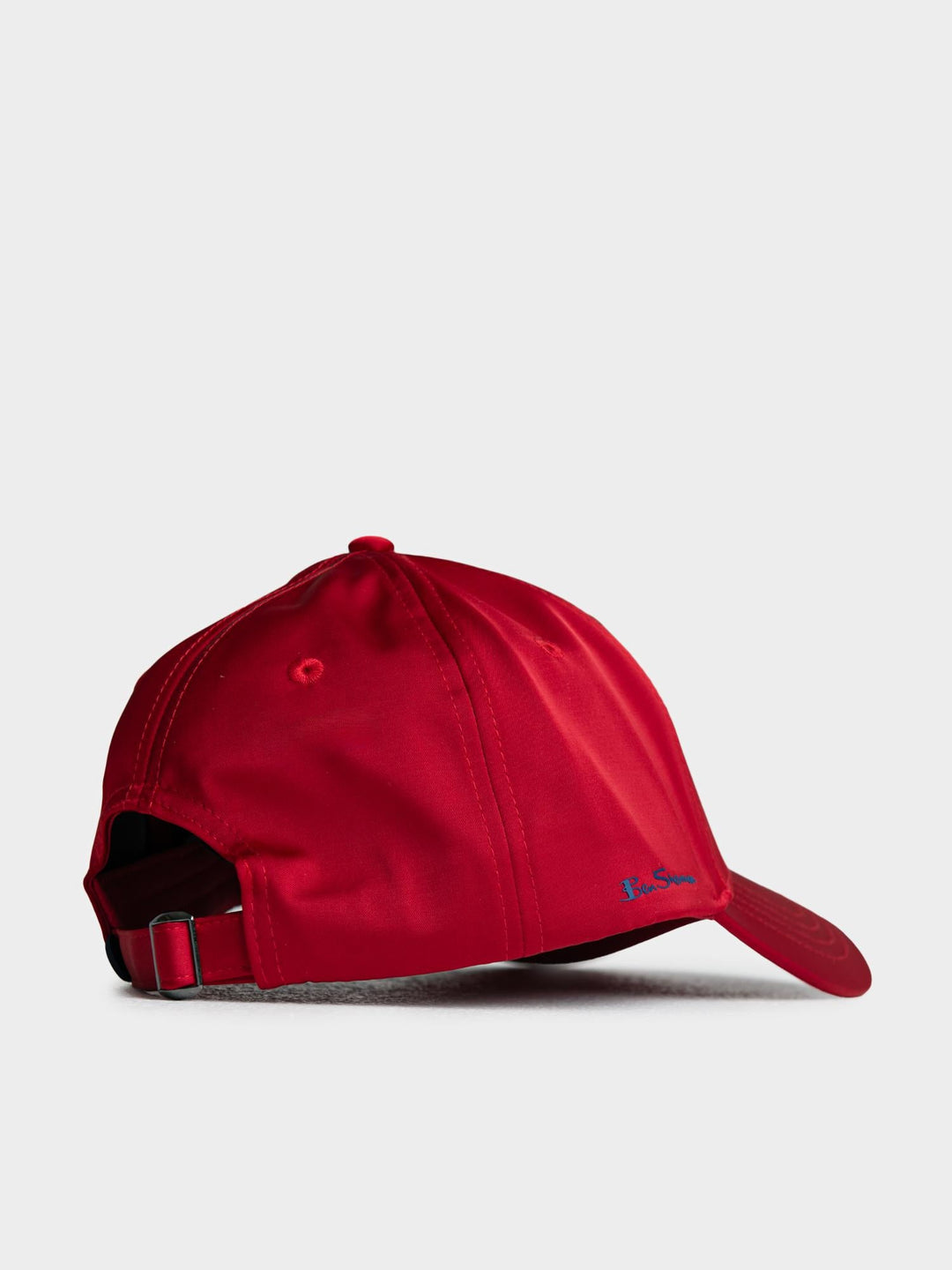 Ben Sherman B Bling Cap in Red - back view with embroidered script logo and metal buckle on adjustable strap