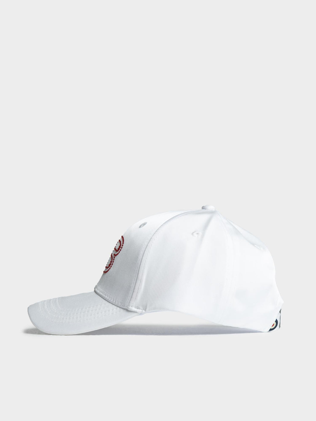 Ben Sherman B Bling Cap in White - rear view showing structured crown, adjustable back strap and Ben Sherman embroidery detail