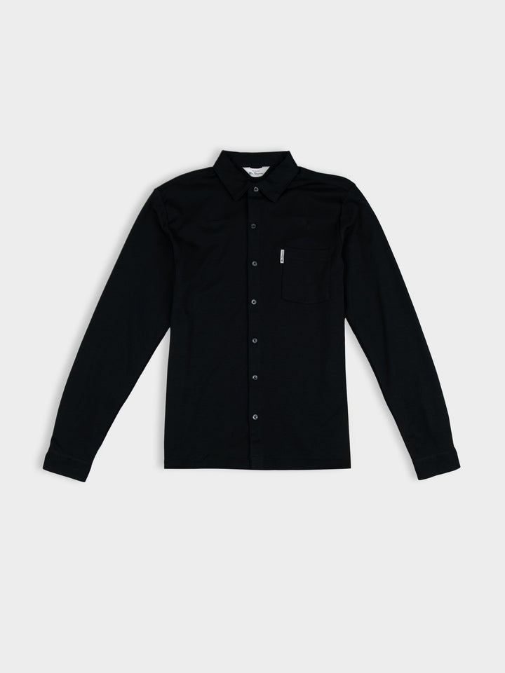 Double Knit Interlock Long Sleeve Shirt - Black