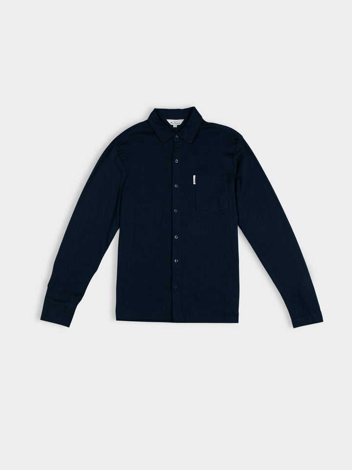 Double Knit Interlock Long Sleeve Shirt - Navy