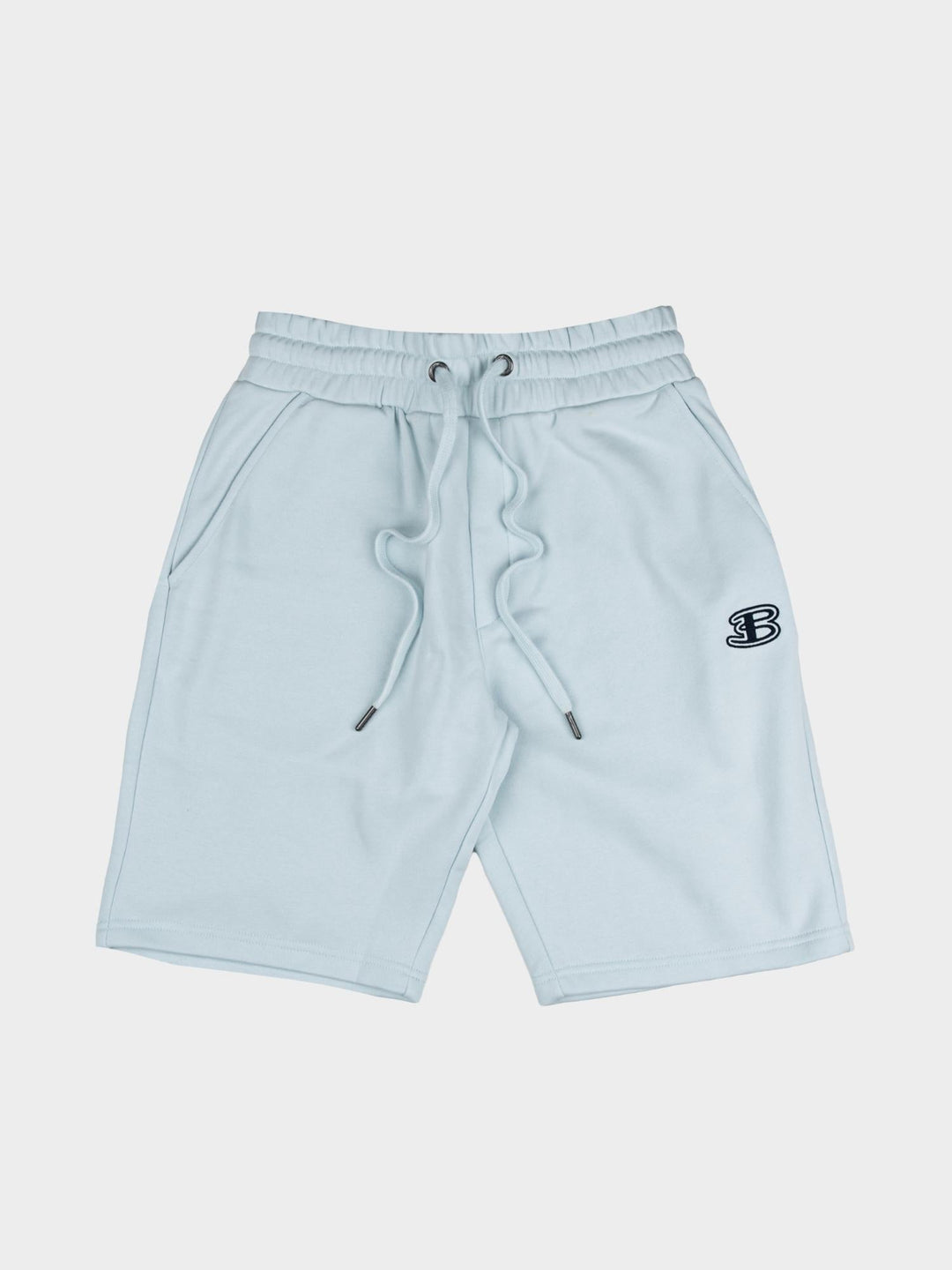Ben Sherman men's blue fleece jogger shorts with drawstring waistband, side pockets and embroidered logo - casual comfort wear