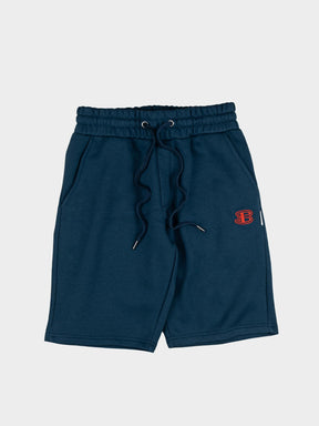 Ben Sherman men's indigo fleece jogger shorts with drawstring waistband, side pockets and embroidered logo - casual comfort wear