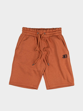 Ben Sherman men's brown fleece jogger shorts with drawstring waistband, side pockets and embroidered logo - casual comfort wear