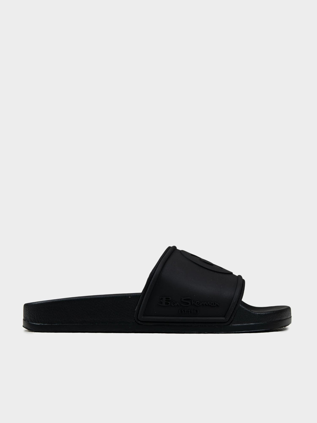 Ben Sherman Target Embossed Slides in Black – Men's Casual Sandal