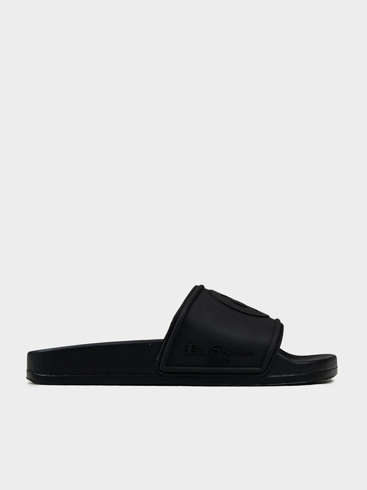 Ben Sherman Target Embossed Slides in Black – Men&