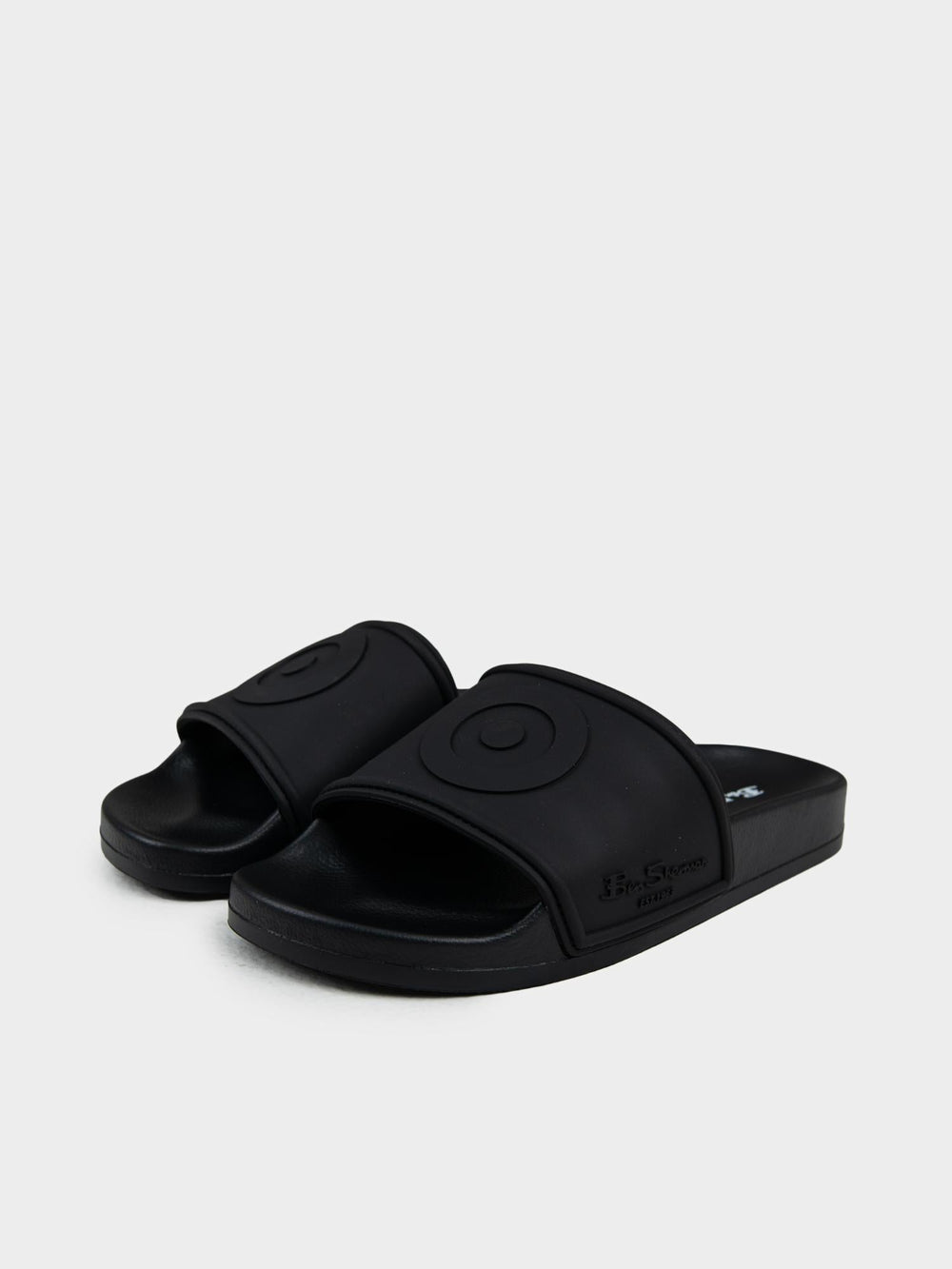 Ben Sherman Target Embossed Slides – Black Pair with Embossed Target Strap