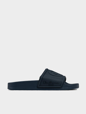 Ben Sherman Target Embossed Slides in Navy Blue – Men's Casual Sandal