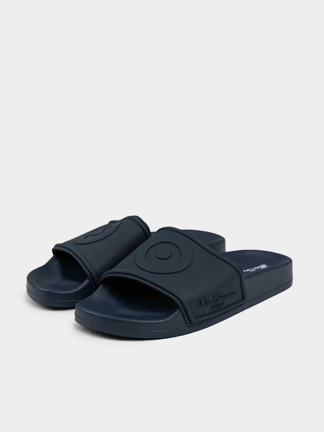 Ben Sherman Target Embossed Slides – Navy Blue Pair with Embossed Strap