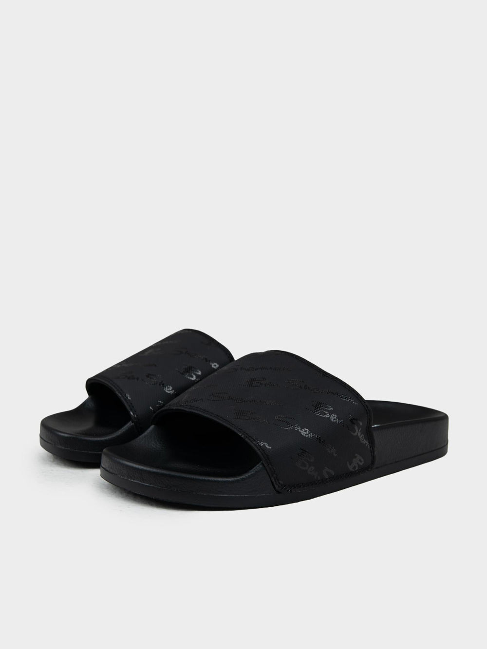 Ben Sherman All Over Print Slides – Black Script Logo Pair View