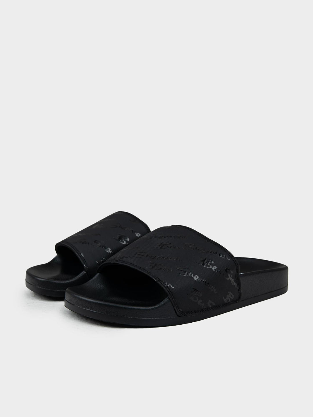 Ben Sherman All Over Print Slides – Black Script Logo Pair View