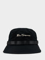 Ben Sherman Bear Embossed Bucket Hat in Black - front view with embroidered logo and tonal band detail