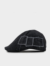 Ben Sherman Denim Dixie Cap in Black - side view showing stitched panel design and structured brim