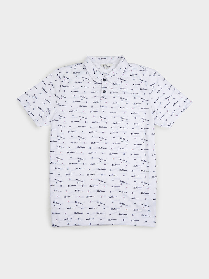 BEN TAR ALL OVER PRINT POLO - WHITE