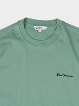 Ben Sherman Faded Mint T-Shirt - Close-up of crew neckline and embroidered Ben Sherman chest logo