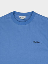 Ben Sherman Harbour Island Blue T-Shirt - Close-up of crew neckline and embroidered Ben Sherman chest logo