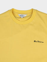 Ben Sherman Oasis Yellow T-Shirt - Close-up of crew neckline and embroidered Ben Sherman chest logo