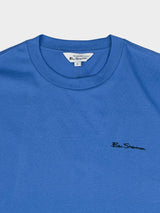 Ben Sherman Scotdale Blue T-Shirt - Close-up of crew neckline and embroidered Ben Sherman chest logo