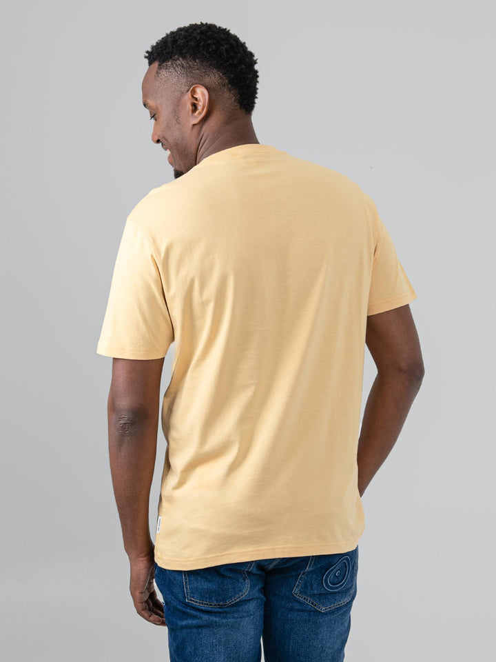 Ben Sherman Brand Scooter Tee in New Wheat - back view showing clean plain design and relaxed fit in wheat yellow cotton