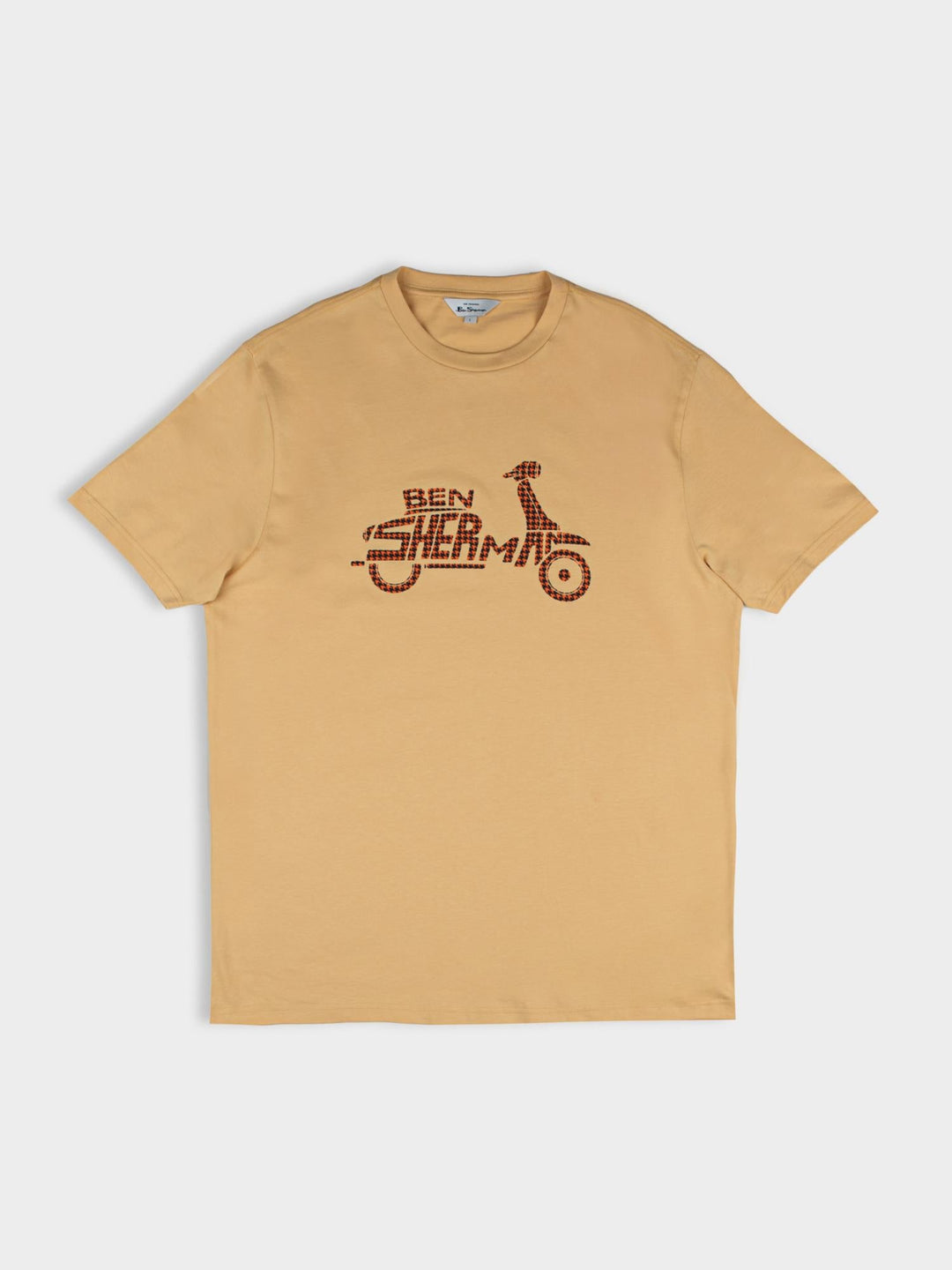 Ben Sherman Brand Scooter Tee in New Wheat - flat lay product shot of crew neck men&