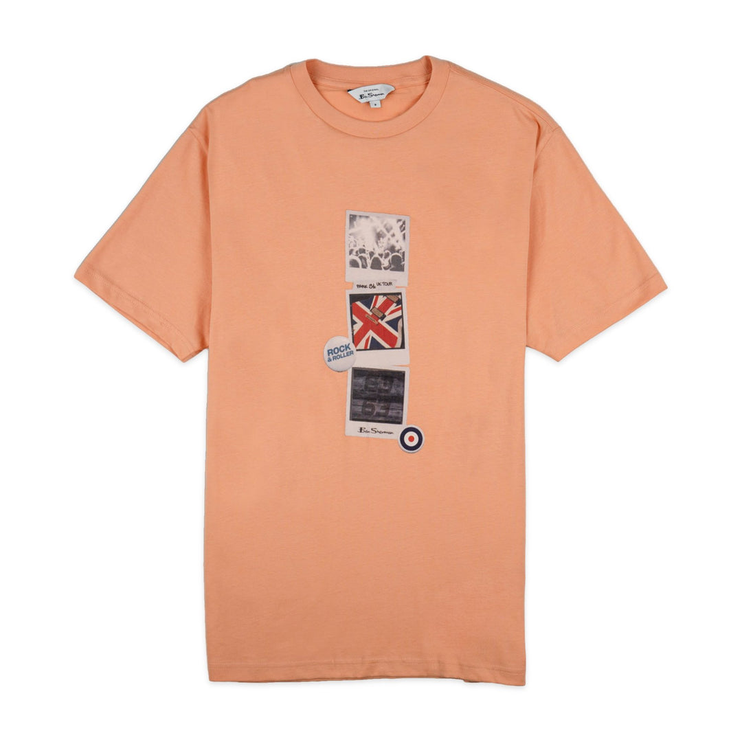 Brit Pop Throwback Tee Shirt - Coral Sand
