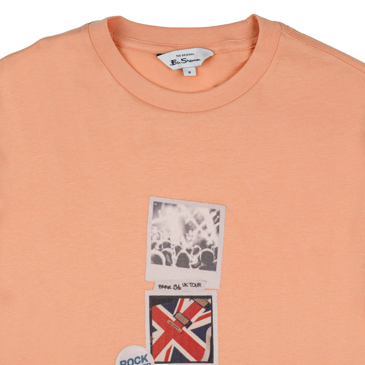 Brit Pop Throwback Tee Shirt - Coral Sand