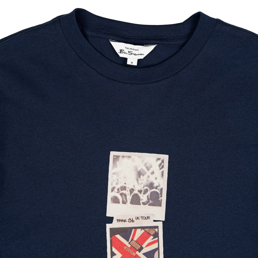 Brit Pop Throwback Tee Shirt - Navy