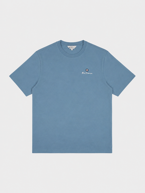 Ben Sherman Essential target print crew neck t-shirt in Cassidy blue – front view