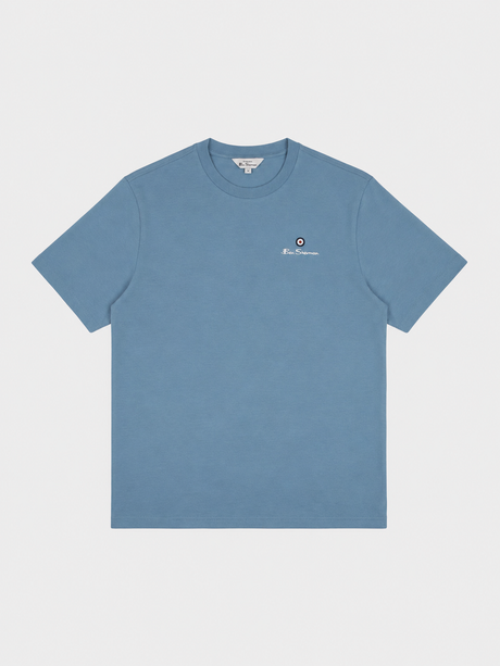 Ben Sherman Essential target print crew neck t-shirt in Cassidy blue – front view