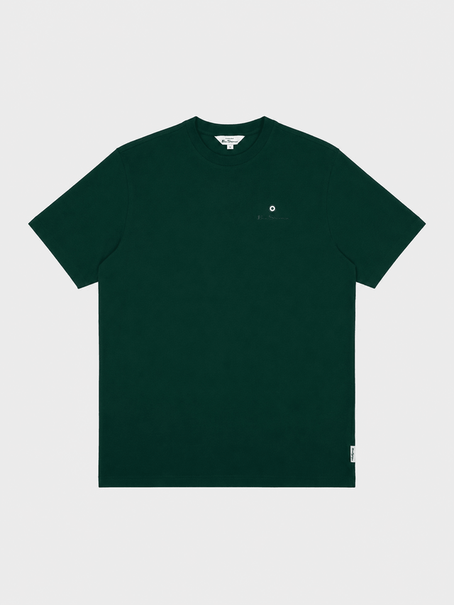 Ben Sherman Essential target print crew neck t-shirt in college green – front view