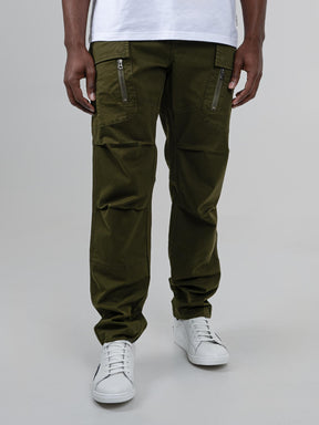 Ben Sherman men's olive cargo pants - regular fit with straight leg and panelled knees