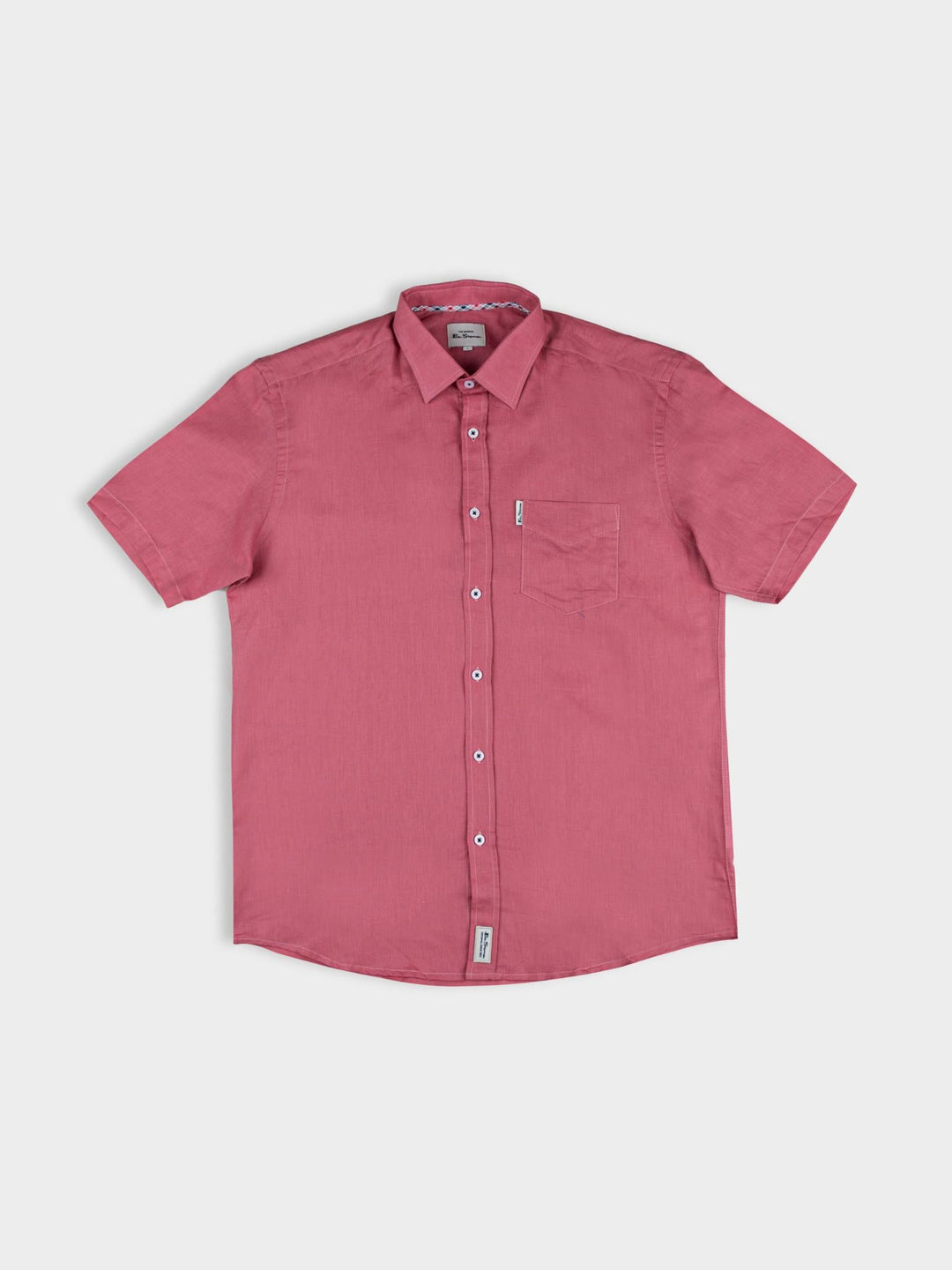 Linen Short Sleeve Shirt - Salmon - view 5