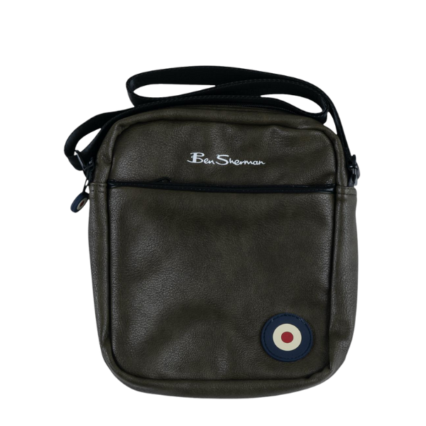 Ben Sherman Cross Body Bag Dark Olive rear view showing storage pocket and adjustable strap