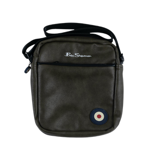 Ben Sherman Cross Body Bag Dark Olive rear view showing storage pocket and adjustable strap