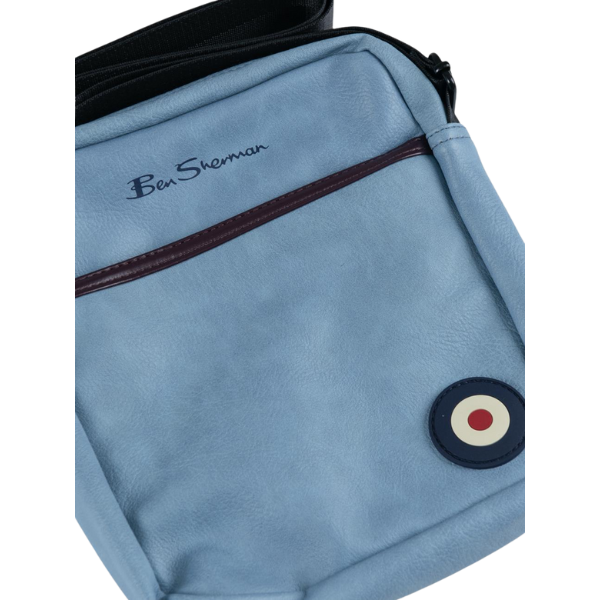 Ben Sherman Cross Body Bag Skywalk Blue rear view showing storage pocket and adjustable crossbody strap