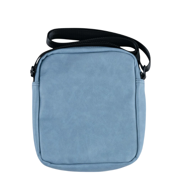 Ben Sherman Cross Body Bag Skywalk Blue side angle showing zipper closure and black adjustable strap