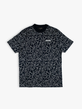 Cuba Libre Tee in Captain Blue – all-over geometric print, crew neck, short sleeve unisex T-shirt by Partisan and Co