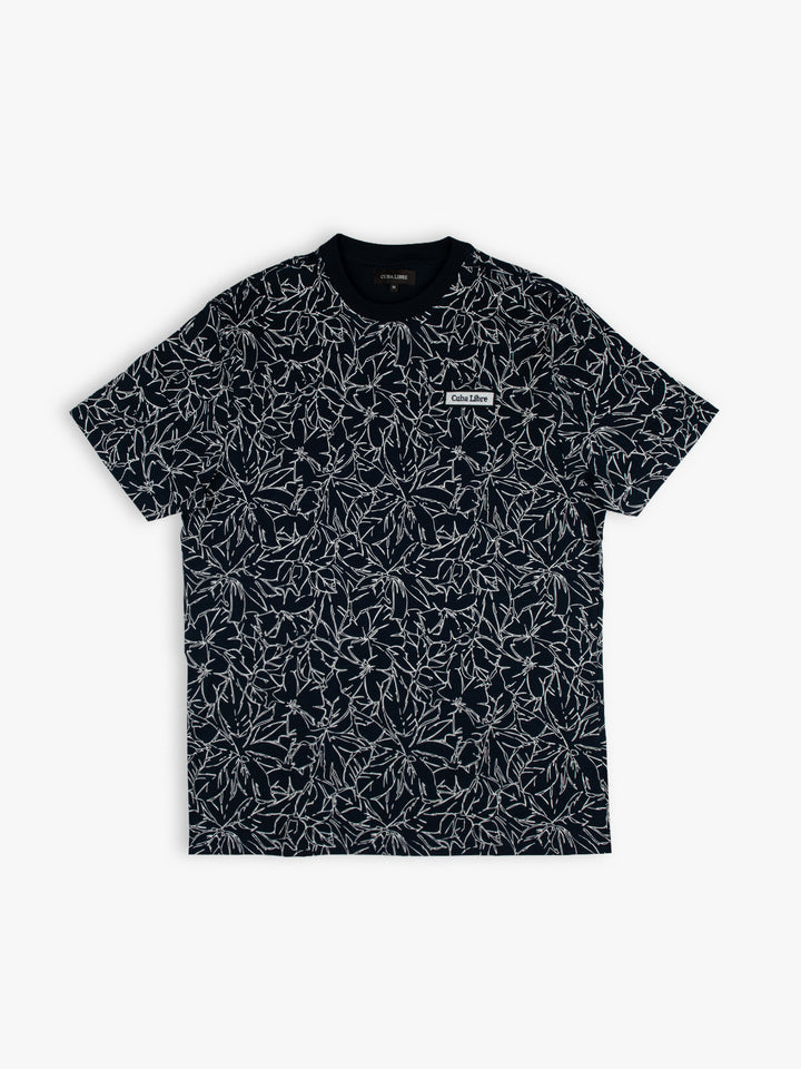 Cuba Libre Tee in Captain Blue – all-over geometric print, crew neck, short sleeve unisex T-shirt by Partisan and Co