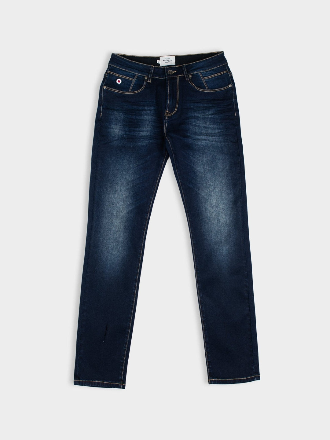 Slim Fit Enzyme Dirty Wash Denim - Dark Blue