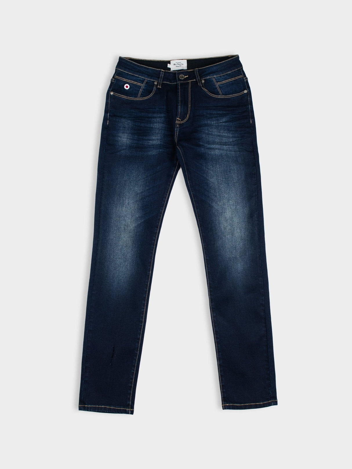Slim Fit Enzyme Dirty Wash Denim - Dark Blue