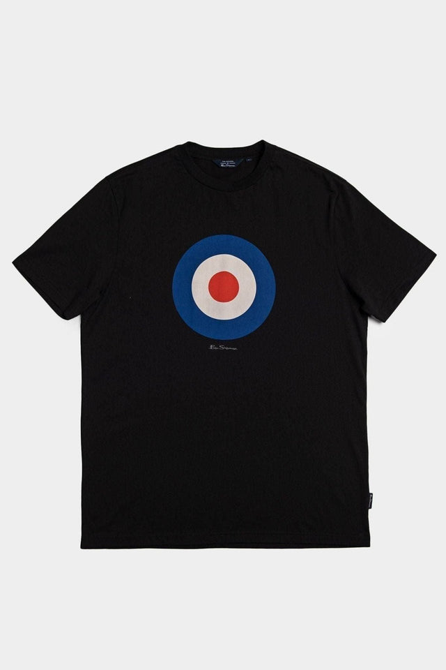 Ben Sherman Target Tee Black Flat Lay - Signature Mod Target Logo T-Shirt Product Shot