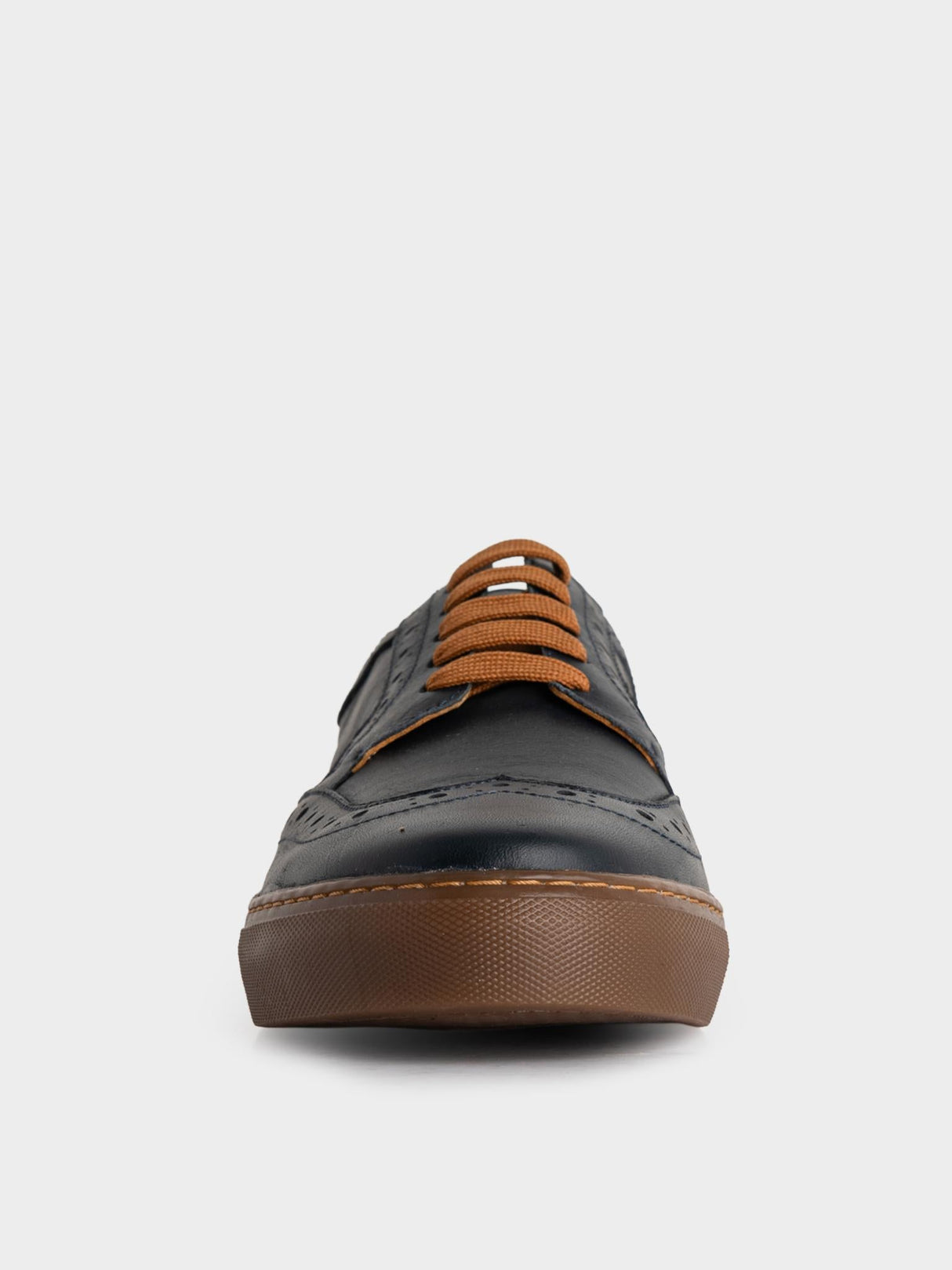 B Leather Brogue  - Navy