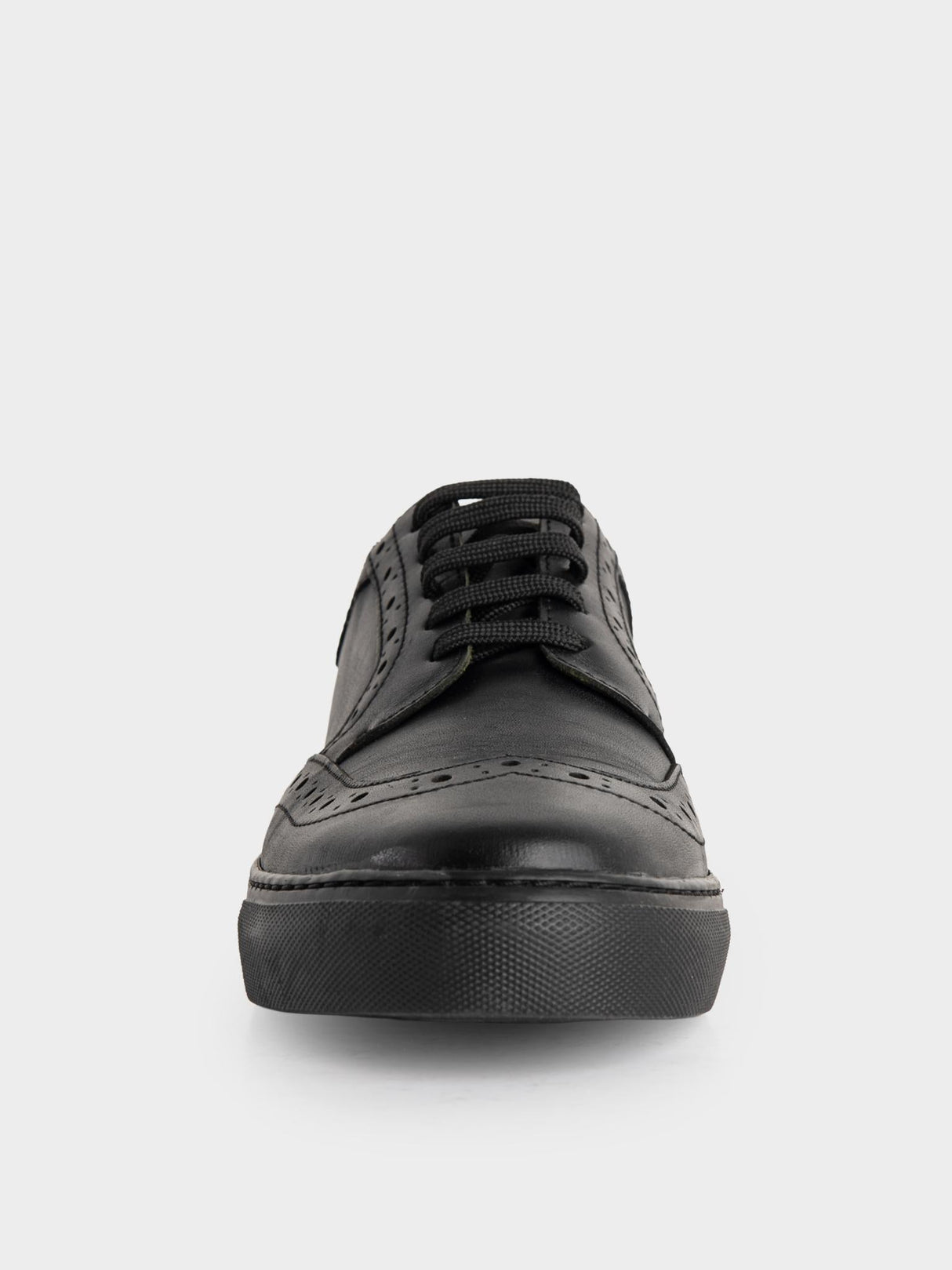 B Leather Brogue  - Black