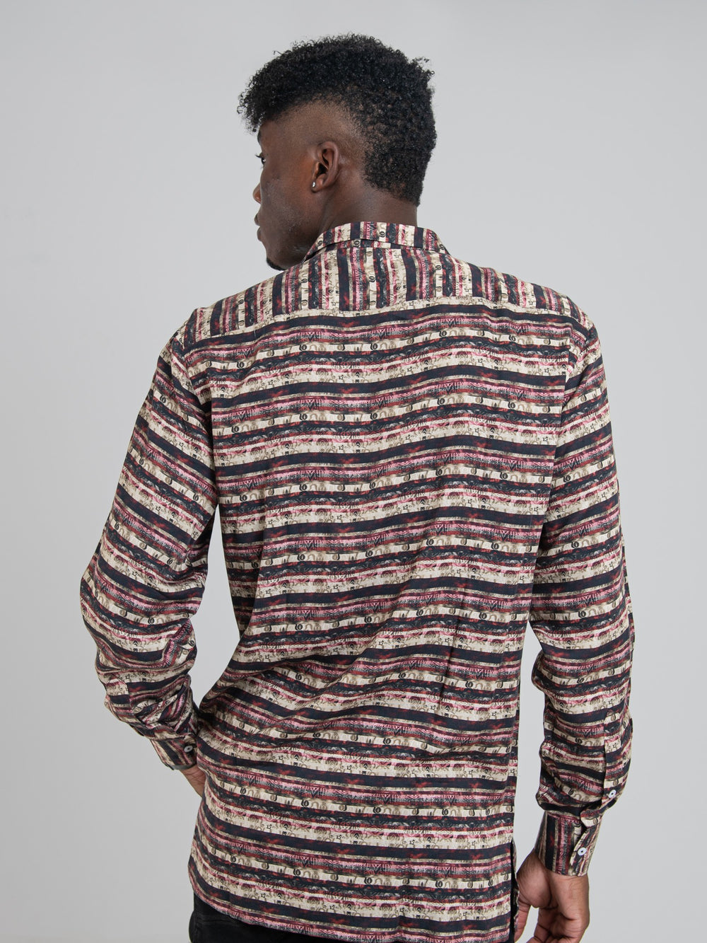 Mario Tencel Print Long Sleeve Shirt - Berry - view 2