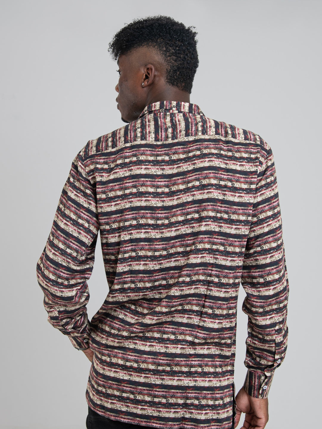 Mario Tencel Print Long Sleeve Shirt - Berry - view 2