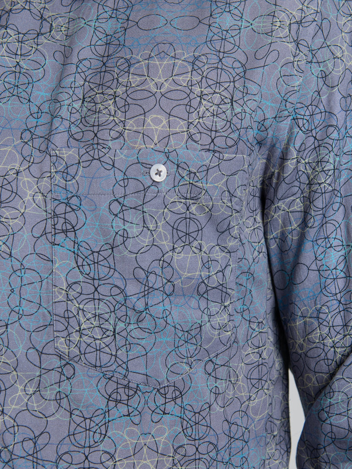 Javier Tencel Print Long Sleeve Shirt - Ash Grey - view 3