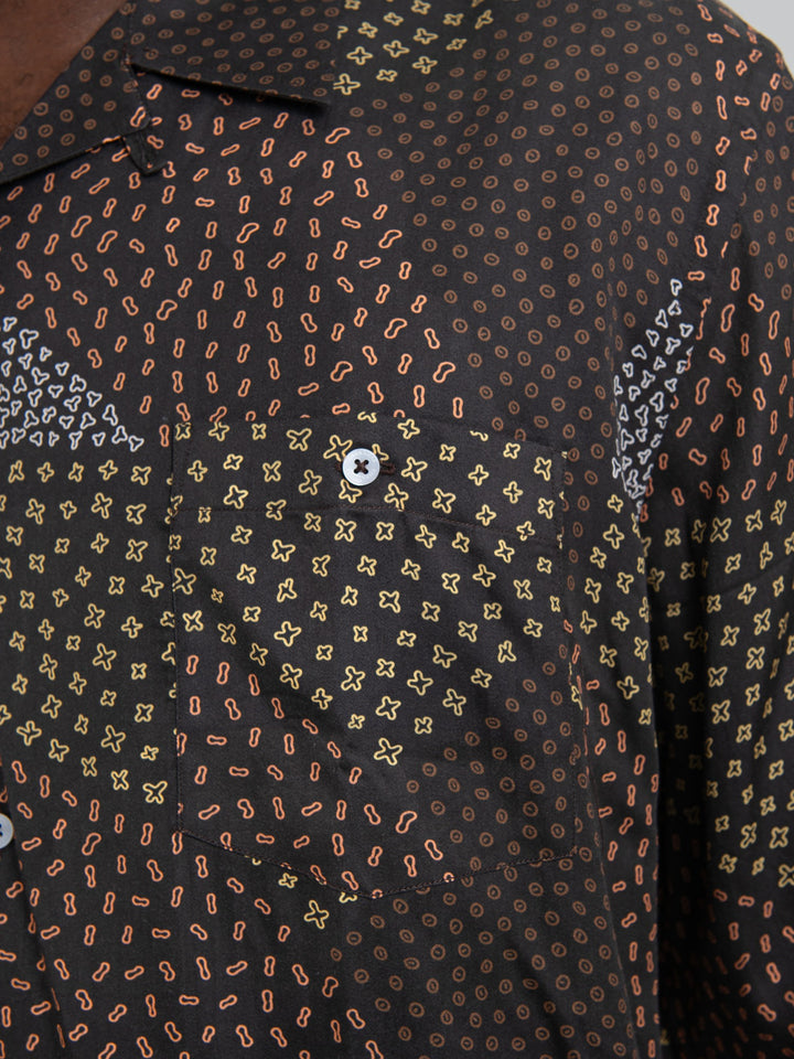Raul Tencel Print Long Sleeve Shirt - Chocolate - view 3