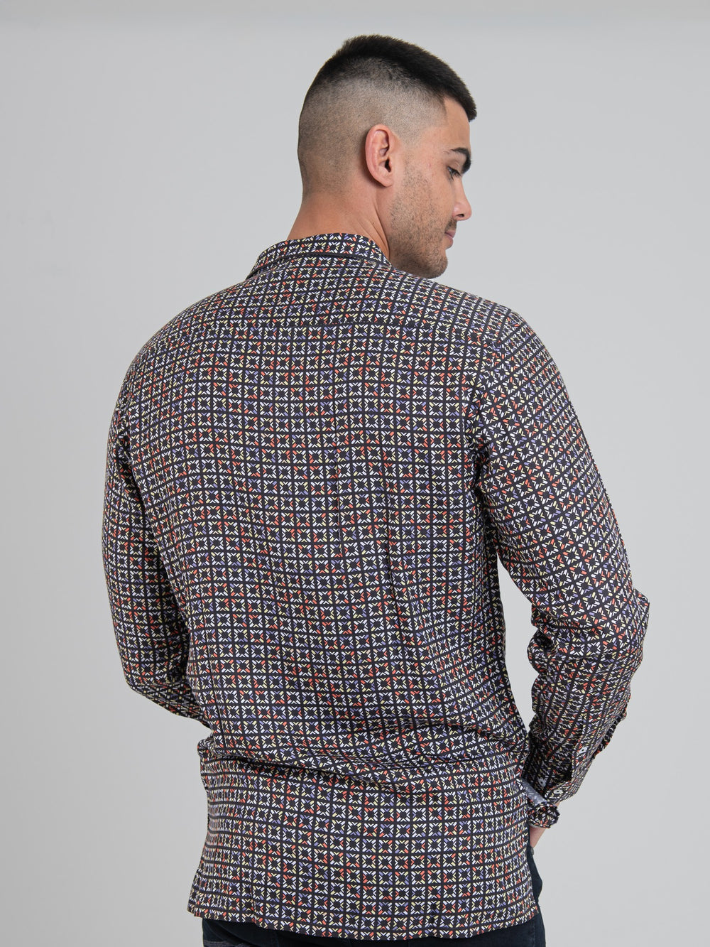 DeJuan Tencel Print Long Sleeve Shirt - Black - view 2