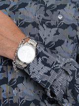 MIGUEL TENCEL PRINT LONG SLEEVE SHIRT - BLACK
